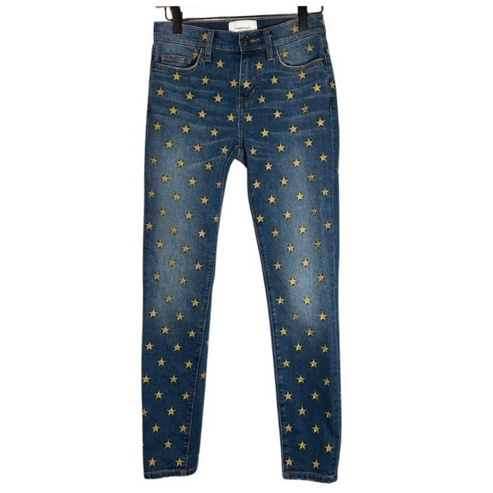 Current Elliott Jeans 25 Skinny Gold Star Embroidered Stretch‎ Denim Celestial